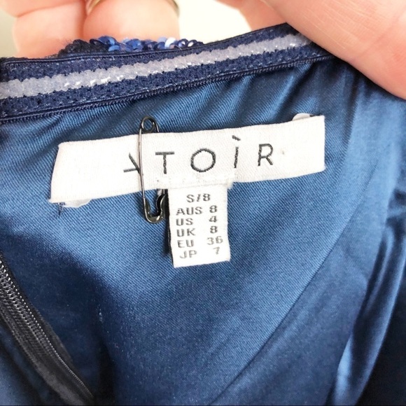 Atoir The Answer Dress Navy Riviera Sequin Floral Strapless Blue Cocktail - Picture 6 of 6